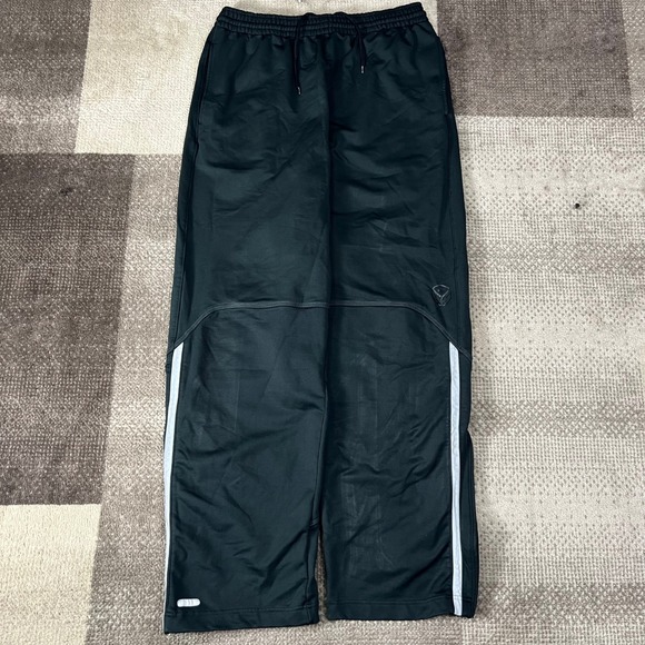 Y2k Nike Mens L Black Baggy Track Pants Zip Ankle Pockets Skater - Picture 1 of 13